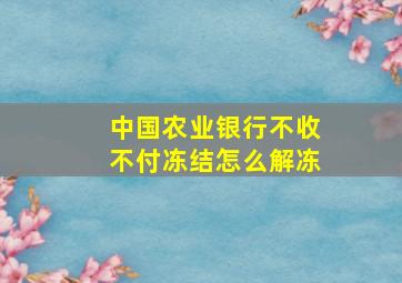 中国农业银行不收不付冻结怎么解冻