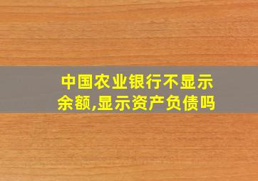 中国农业银行不显示余额,显示资产负债吗