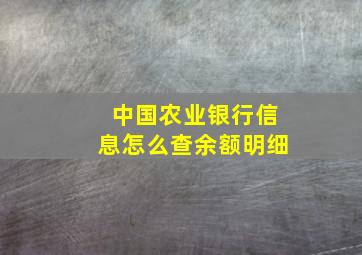 中国农业银行信息怎么查余额明细