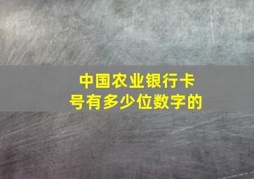 中国农业银行卡号有多少位数字的