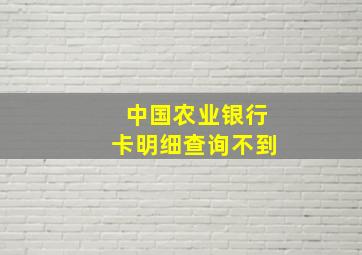 中国农业银行卡明细查询不到