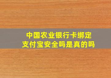 中国农业银行卡绑定支付宝安全吗是真的吗