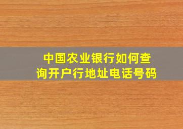 中国农业银行如何查询开户行地址电话号码