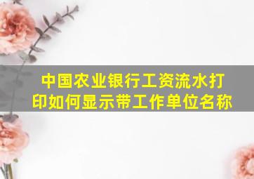 中国农业银行工资流水打印如何显示带工作单位名称