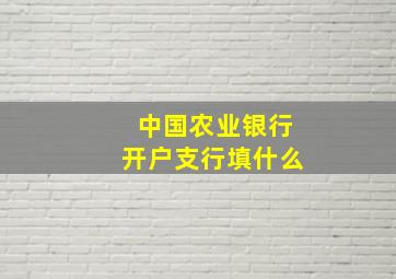 中国农业银行开户支行填什么