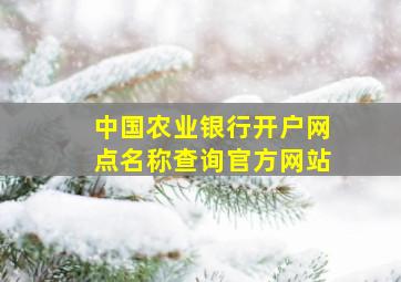 中国农业银行开户网点名称查询官方网站