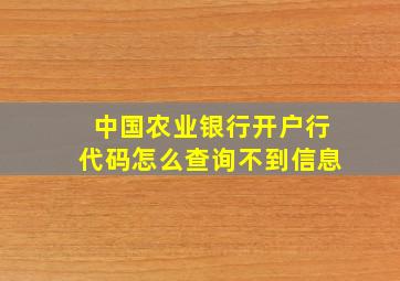 中国农业银行开户行代码怎么查询不到信息