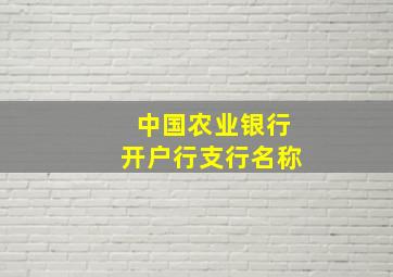 中国农业银行开户行支行名称