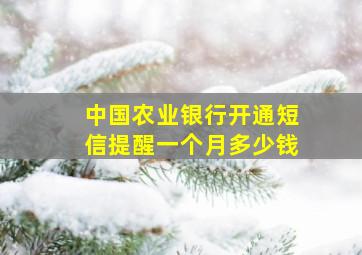 中国农业银行开通短信提醒一个月多少钱