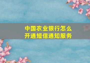 中国农业银行怎么开通短信通知服务