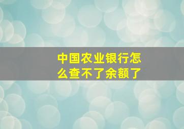 中国农业银行怎么查不了余额了