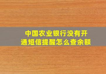 中国农业银行没有开通短信提醒怎么查余额