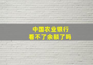 中国农业银行看不了余额了吗