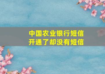 中国农业银行短信开通了却没有短信