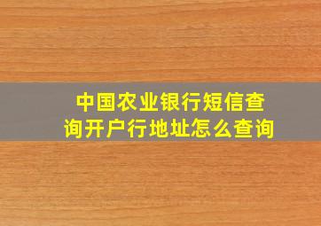 中国农业银行短信查询开户行地址怎么查询