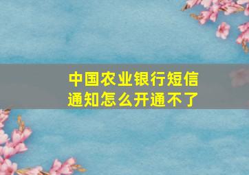 中国农业银行短信通知怎么开通不了