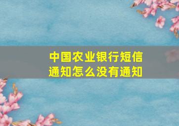 中国农业银行短信通知怎么没有通知