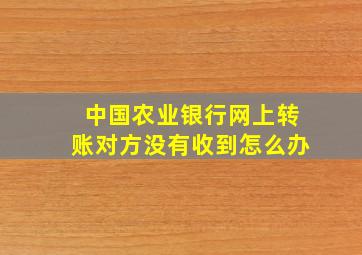 中国农业银行网上转账对方没有收到怎么办