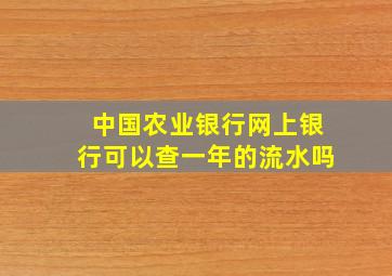 中国农业银行网上银行可以查一年的流水吗