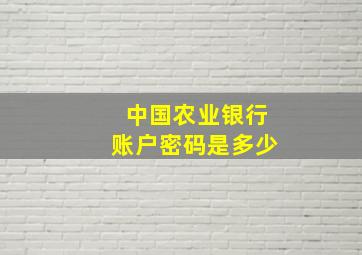 中国农业银行账户密码是多少