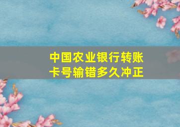 中国农业银行转账卡号输错多久冲正