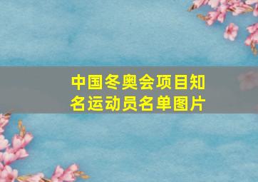 中国冬奥会项目知名运动员名单图片