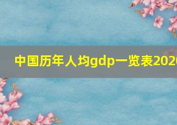 中国历年人均gdp一览表2020