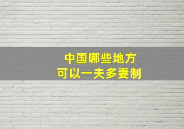 中国哪些地方可以一夫多妻制