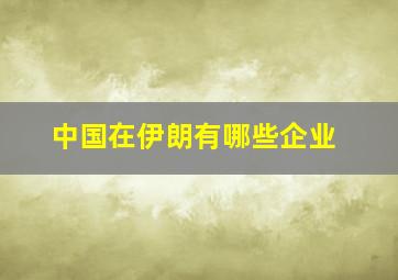 中国在伊朗有哪些企业