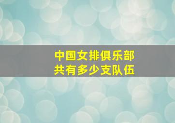 中国女排俱乐部共有多少支队伍