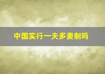 中国实行一夫多妻制吗