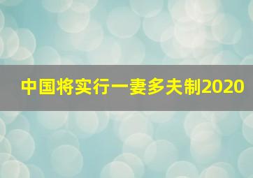 中国将实行一妻多夫制2020