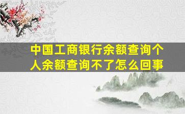 中国工商银行余额查询个人余额查询不了怎么回事