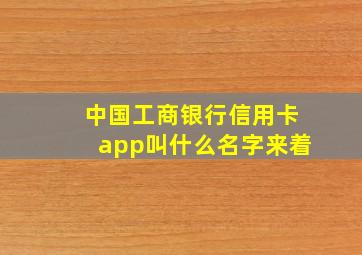 中国工商银行信用卡app叫什么名字来着