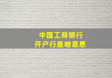 中国工商银行开户行是啥意思