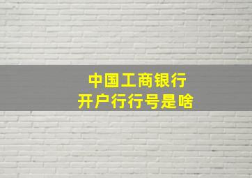 中国工商银行开户行行号是啥