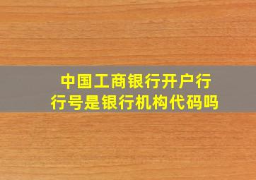 中国工商银行开户行行号是银行机构代码吗