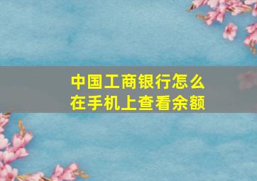 中国工商银行怎么在手机上查看余额