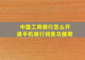 中国工商银行怎么开通手机银行转账功能呢