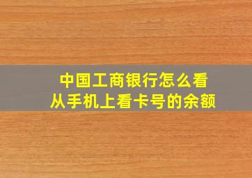 中国工商银行怎么看从手机上看卡号的余额