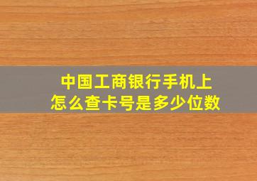 中国工商银行手机上怎么查卡号是多少位数