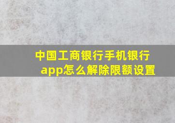 中国工商银行手机银行app怎么解除限额设置