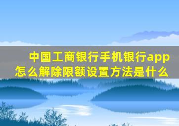 中国工商银行手机银行app怎么解除限额设置方法是什么