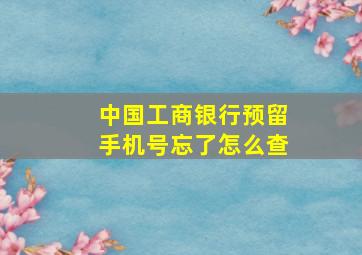 中国工商银行预留手机号忘了怎么查