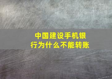 中国建设手机银行为什么不能转账