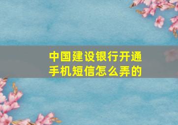 中国建设银行开通手机短信怎么弄的