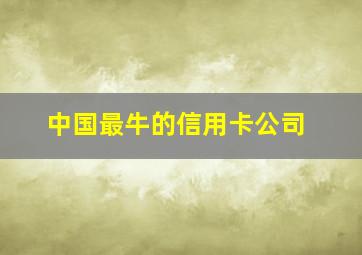 中国最牛的信用卡公司