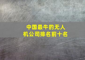 中国最牛的无人机公司排名前十名