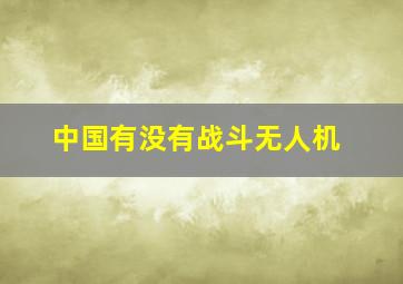 中国有没有战斗无人机