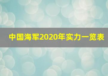 中国海军2020年实力一览表